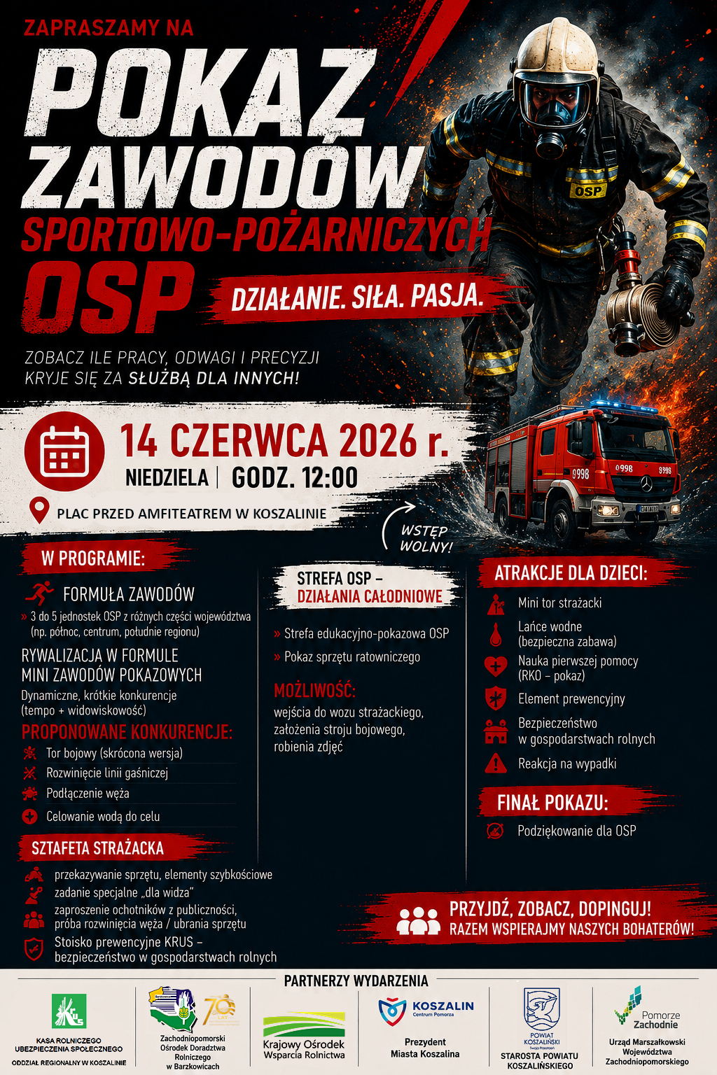 Plakat Pokaz zawod&oacute;w sportowo-pożarniczych OSP 