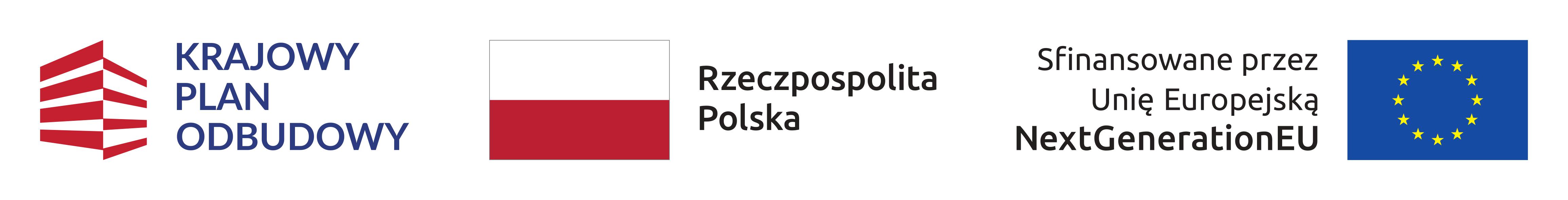 od lewej: Krajowy Plan Odbudowy, Rzeczpospolita Polska, Sfinansowane przez Unię Europejską NextGenerationEU