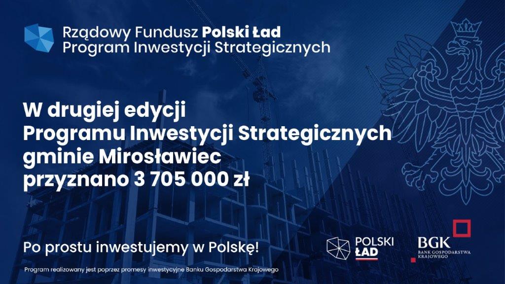 Tablica informacyjna o projekcie z Rządowego Funduszu Polski Ład, Program Inwestycji Strategicznych