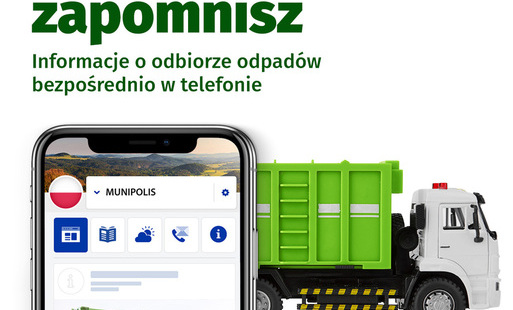 Grafika Informacje o odbiorze odpadów bezpośrednio w twoim telefonie.