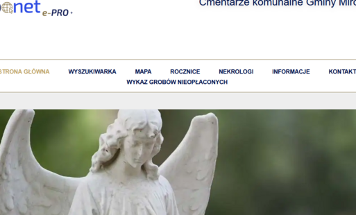 Zrzut ekranu głównej strony serwisu Grobonet. 