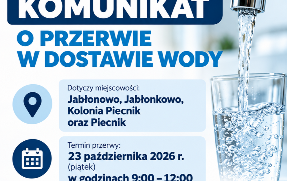 Przerwa w dostawie wody w Jabłonowie, Jabłonkowie, Kolonii Piecnik i Piecniku