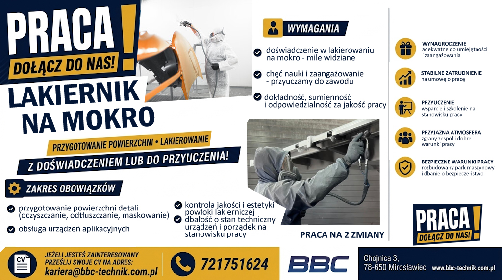 Nabór na stanowisko lakiernika na mokro w Mirosławcu